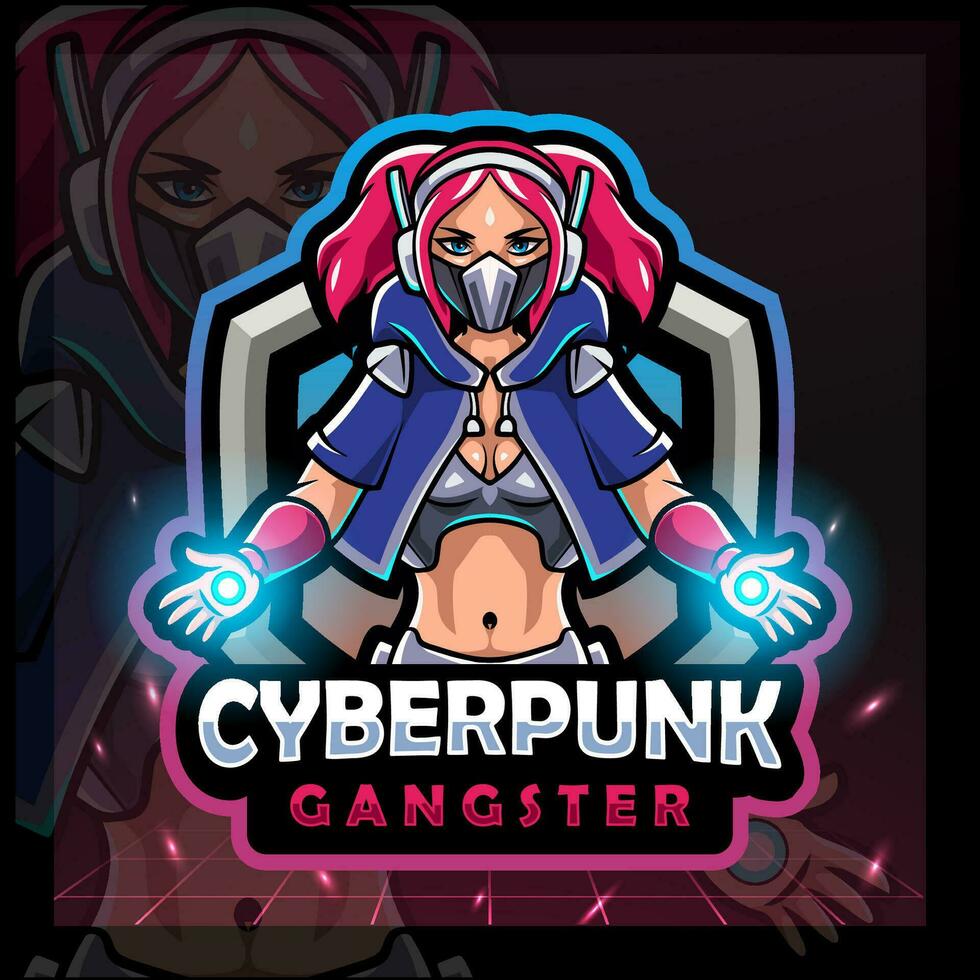 Cyberpunk mascot. e sport logo design vector