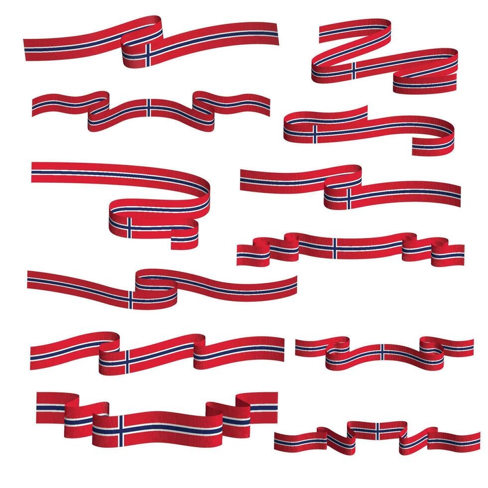 norway country flag ribbon vector set