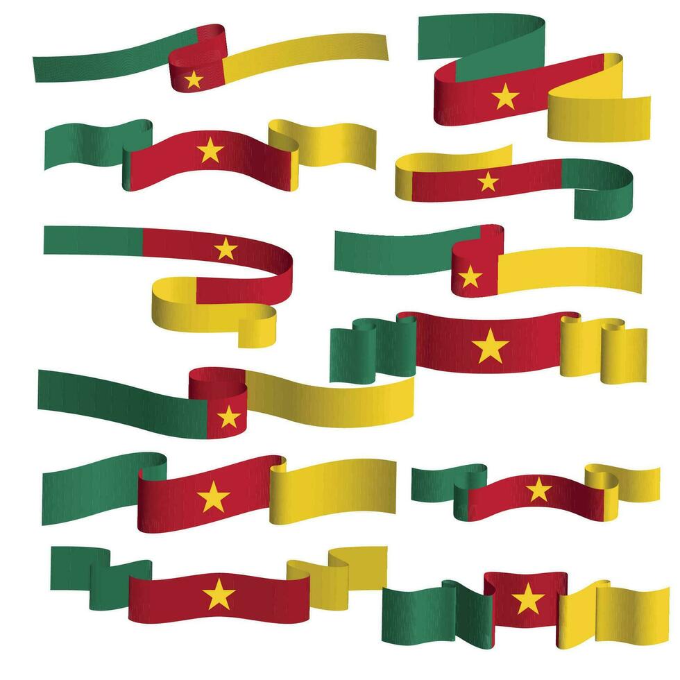 Camerún cinta bandera vector elemento haz conjunto