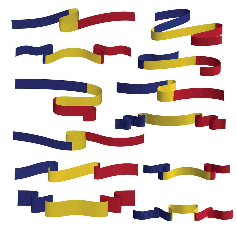 romania country flag ribbon vector set
