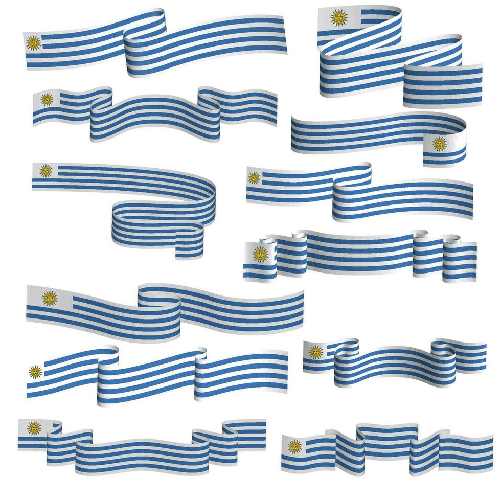 uruguay flag ribbon vector template set