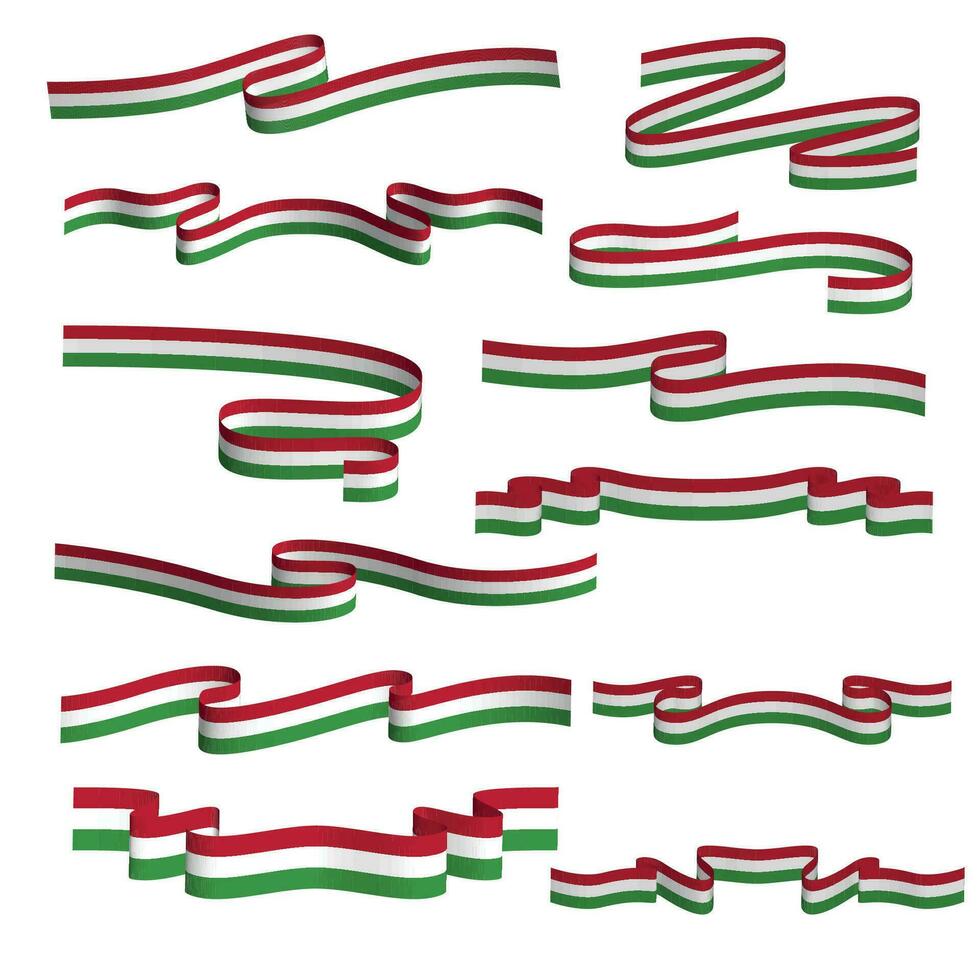 hungary flag ribbon vector template set