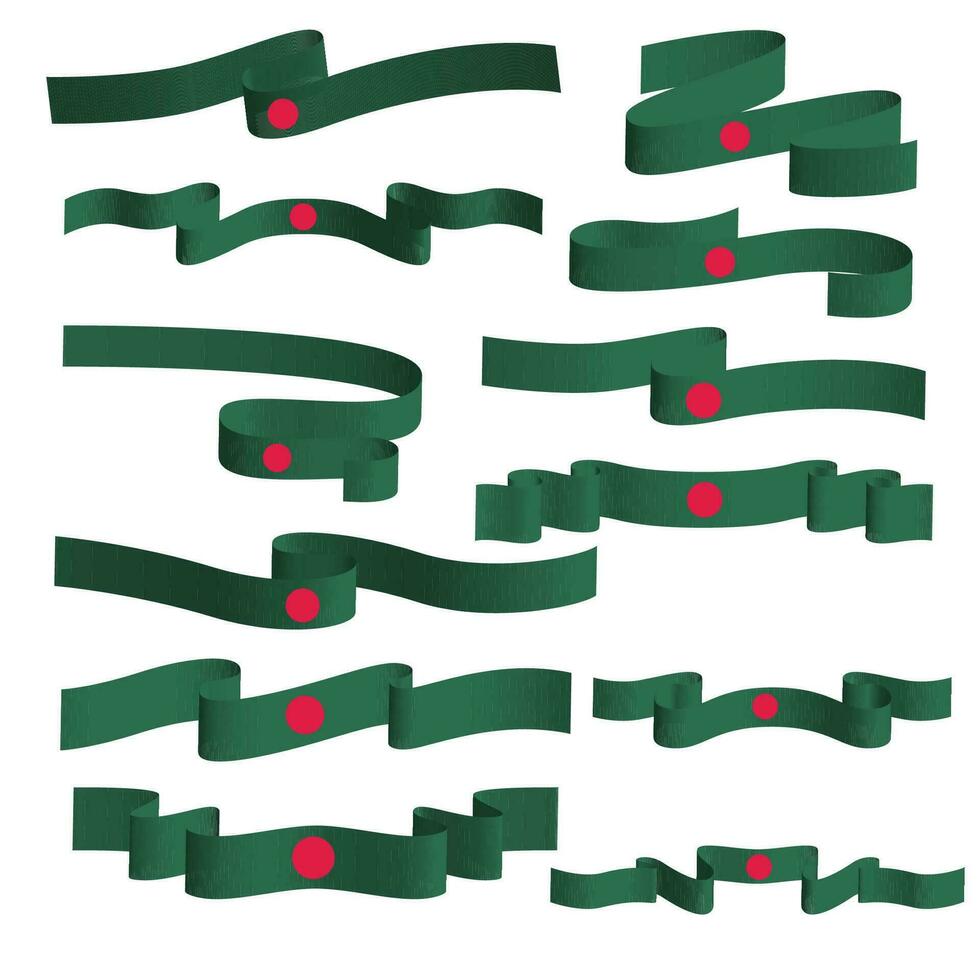 bangladesh ribbon flag vector element bundle set