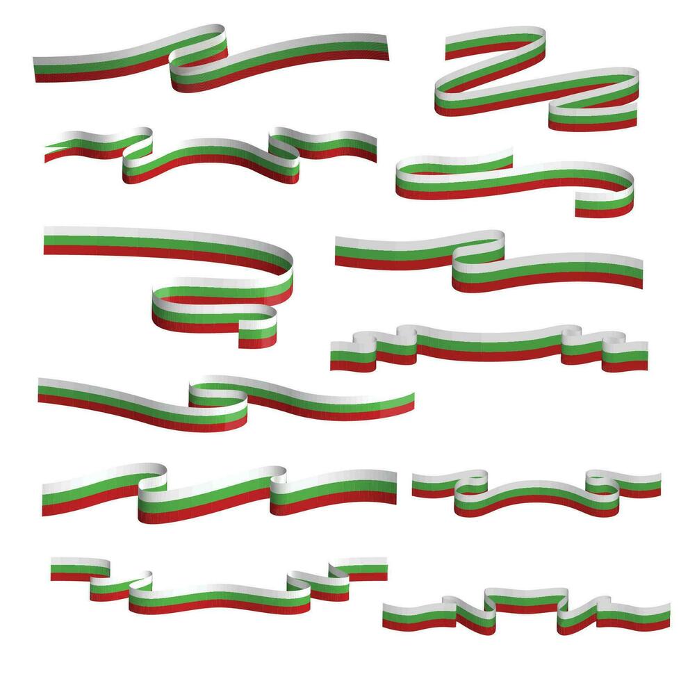 bulgaria ribbon flag vector element bundle set