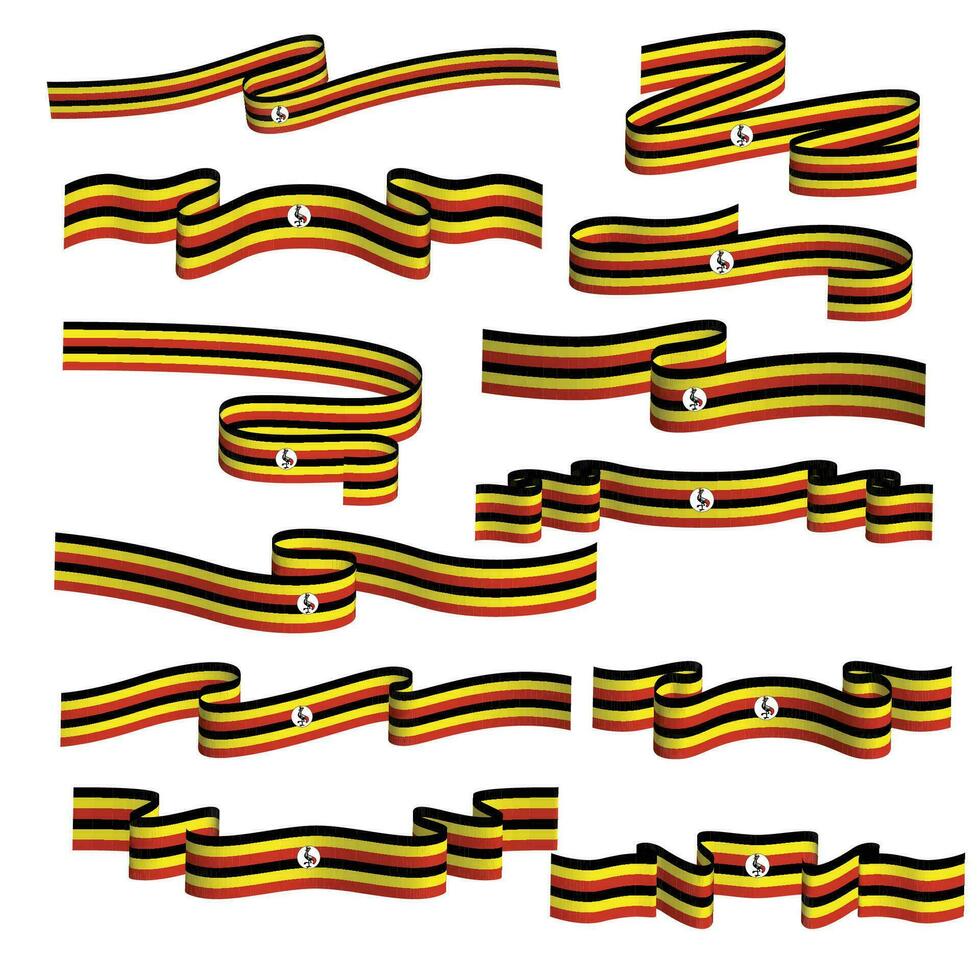 uganda flag ribbon vector template set