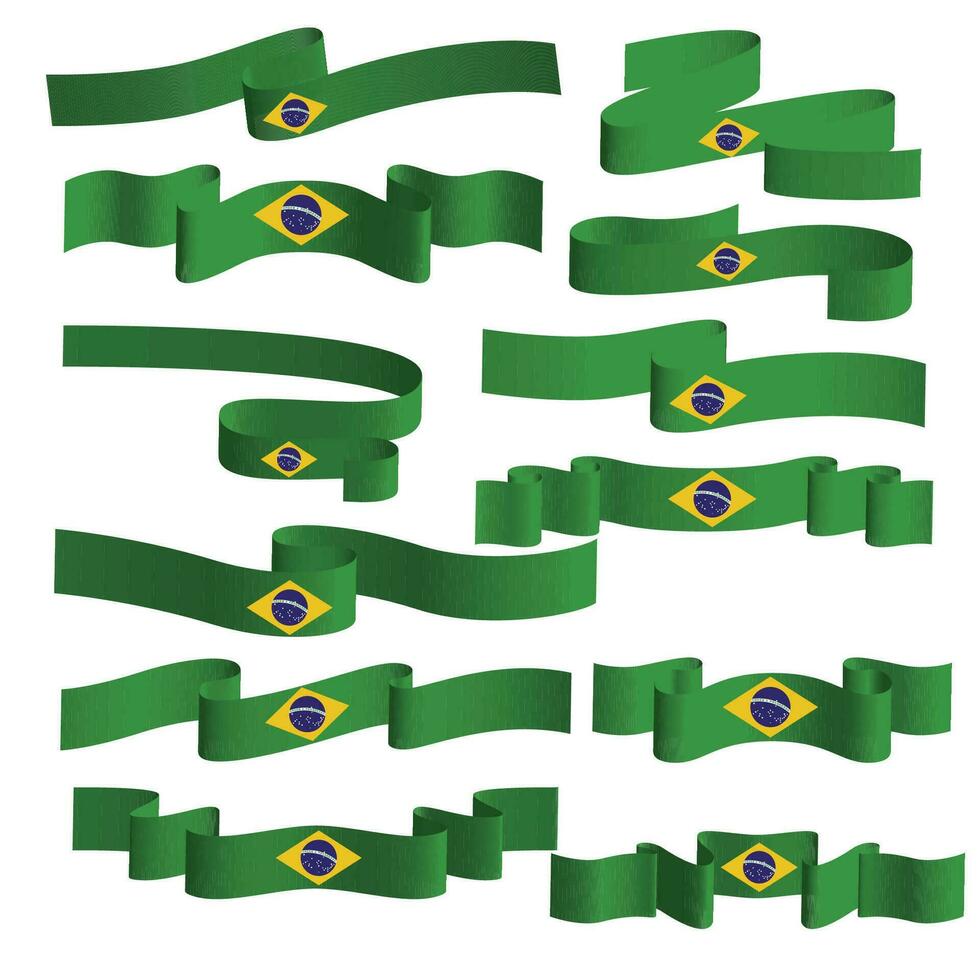 brazil ribbon flag vector element bundle set