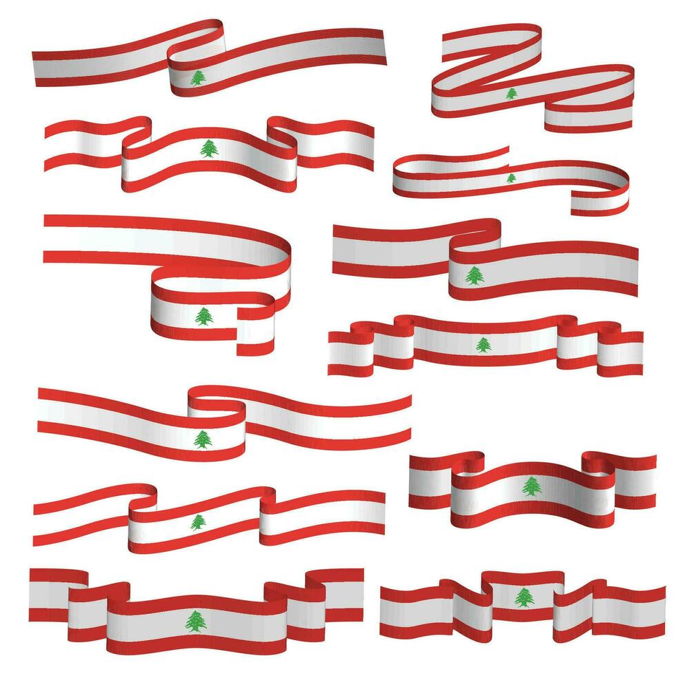 lebanon flag ribbon vector template set