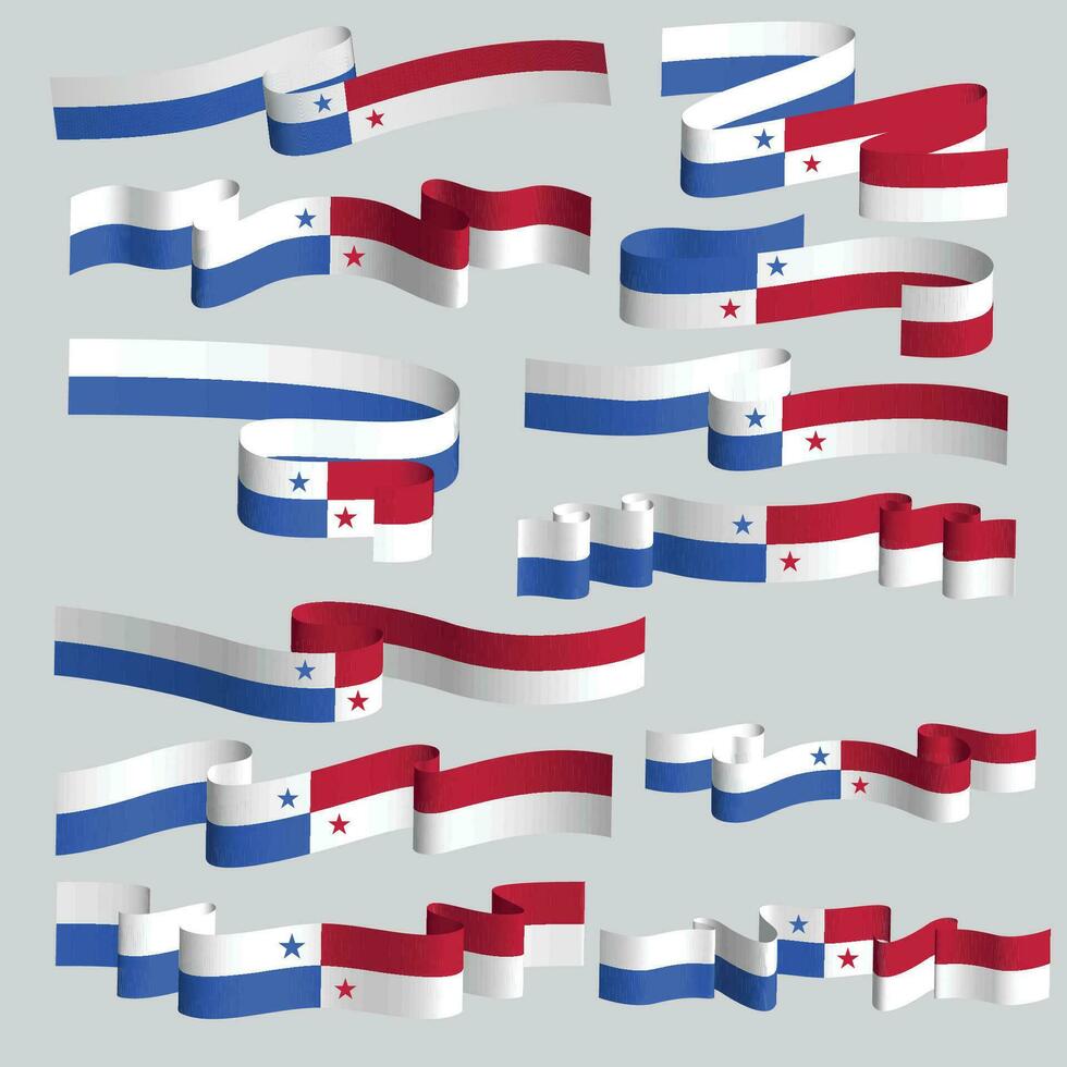 panama country flag ribbon vector set