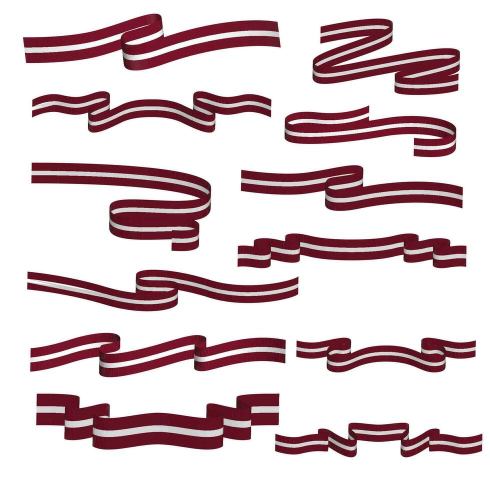 latvia flag ribbon vector template set