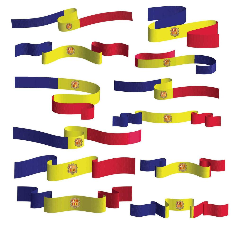 andorra ribbon flag vector element bundle set