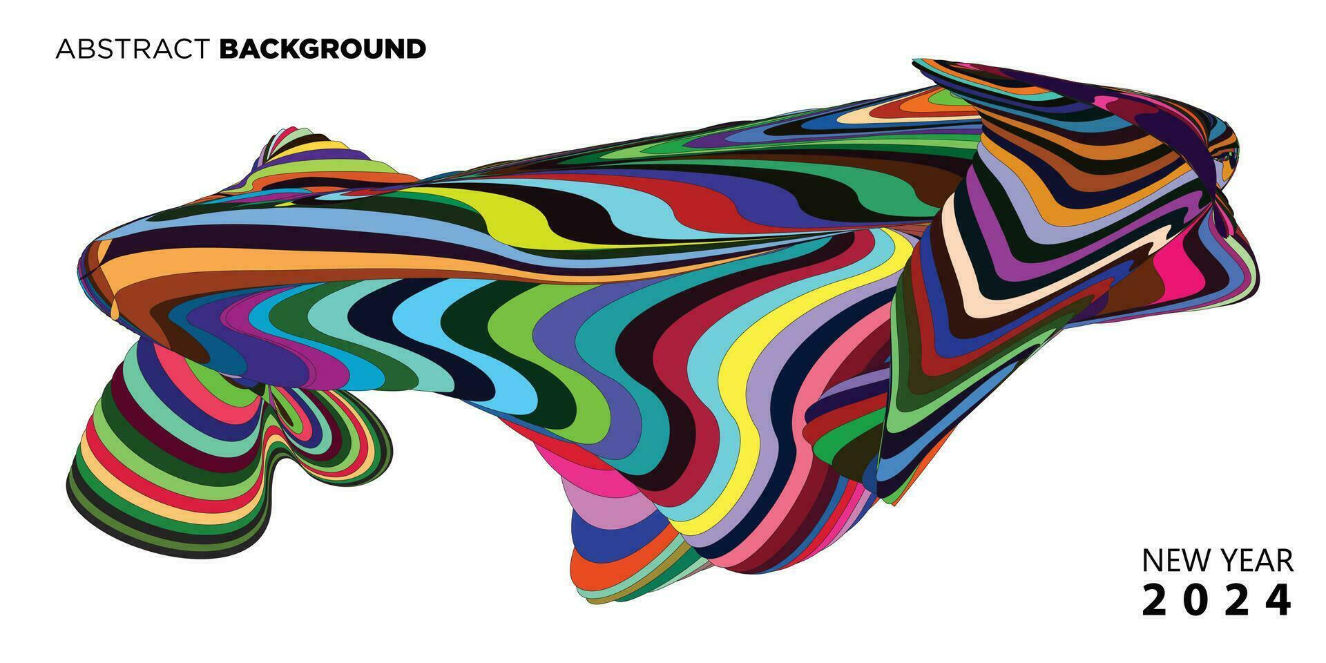 New year 2024 calendar cover and greeting card banner design with colorful abstract fluid background vector