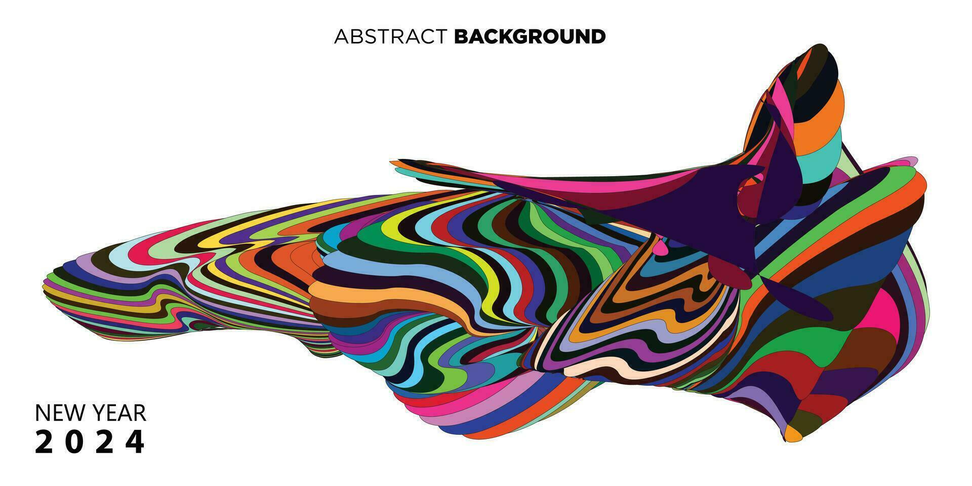 New year 2024 calendar cover and greeting card banner design with colorful abstract fluid background vector
