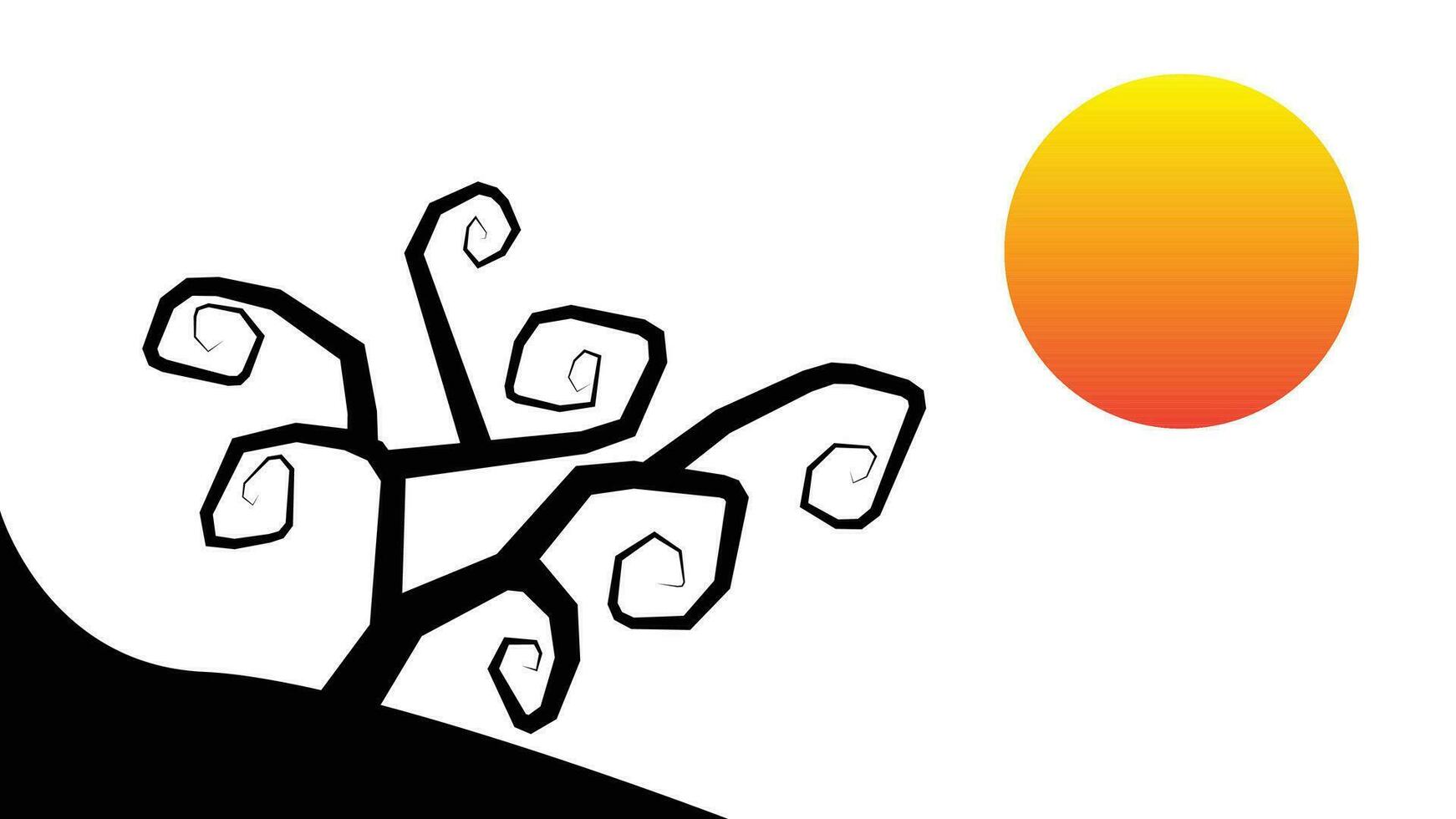 Vector Style Halloween Tree and Moon.