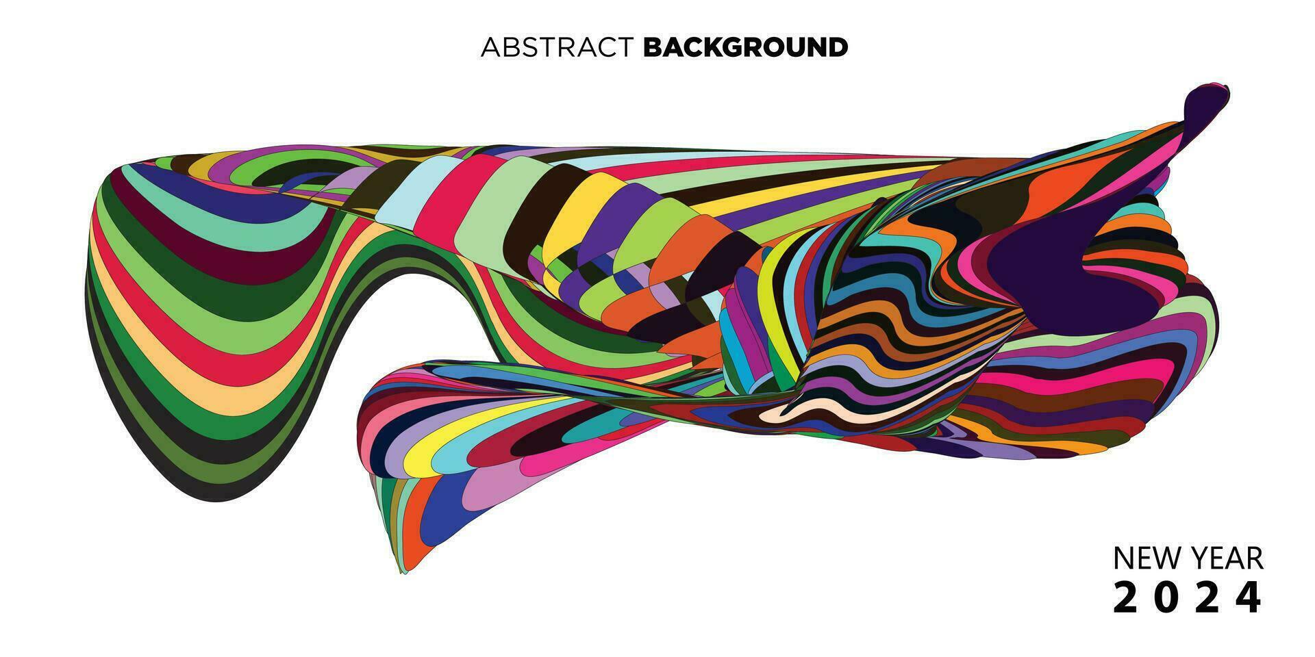New year 2024 calendar cover and greeting card banner design with colorful abstract fluid background vector