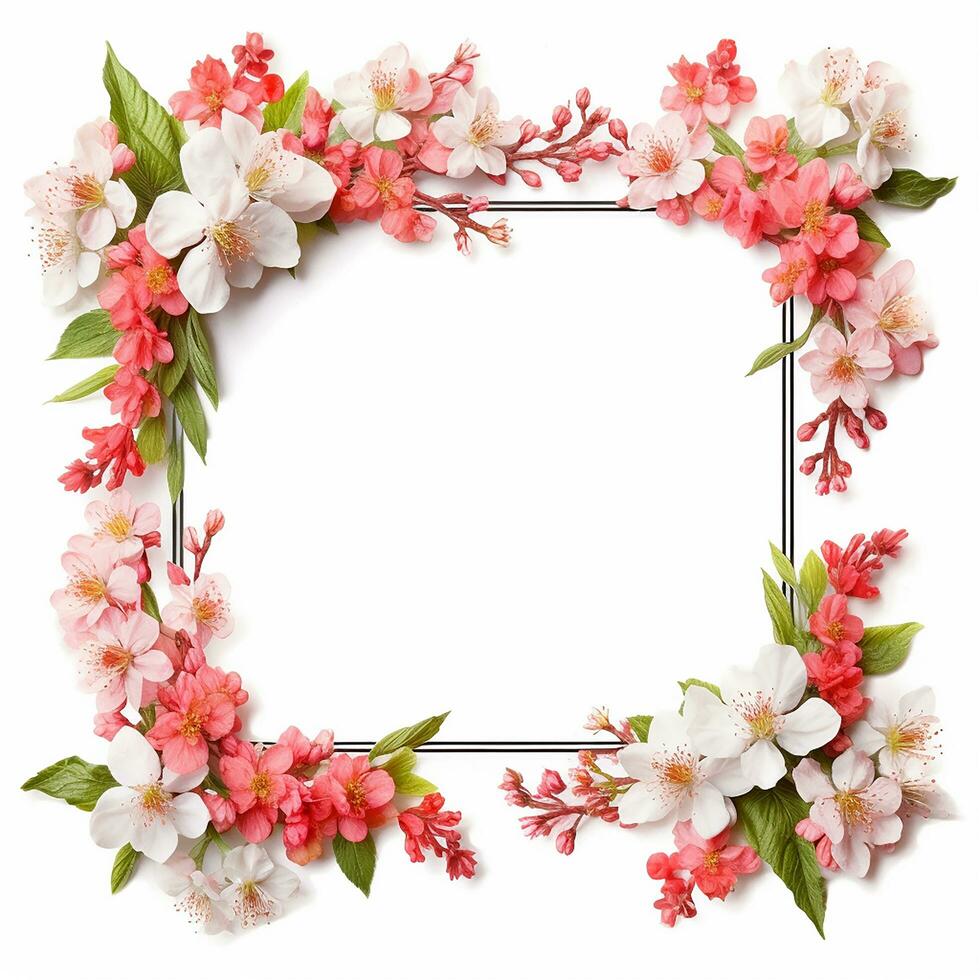 AI Generative spring frame on white background photo