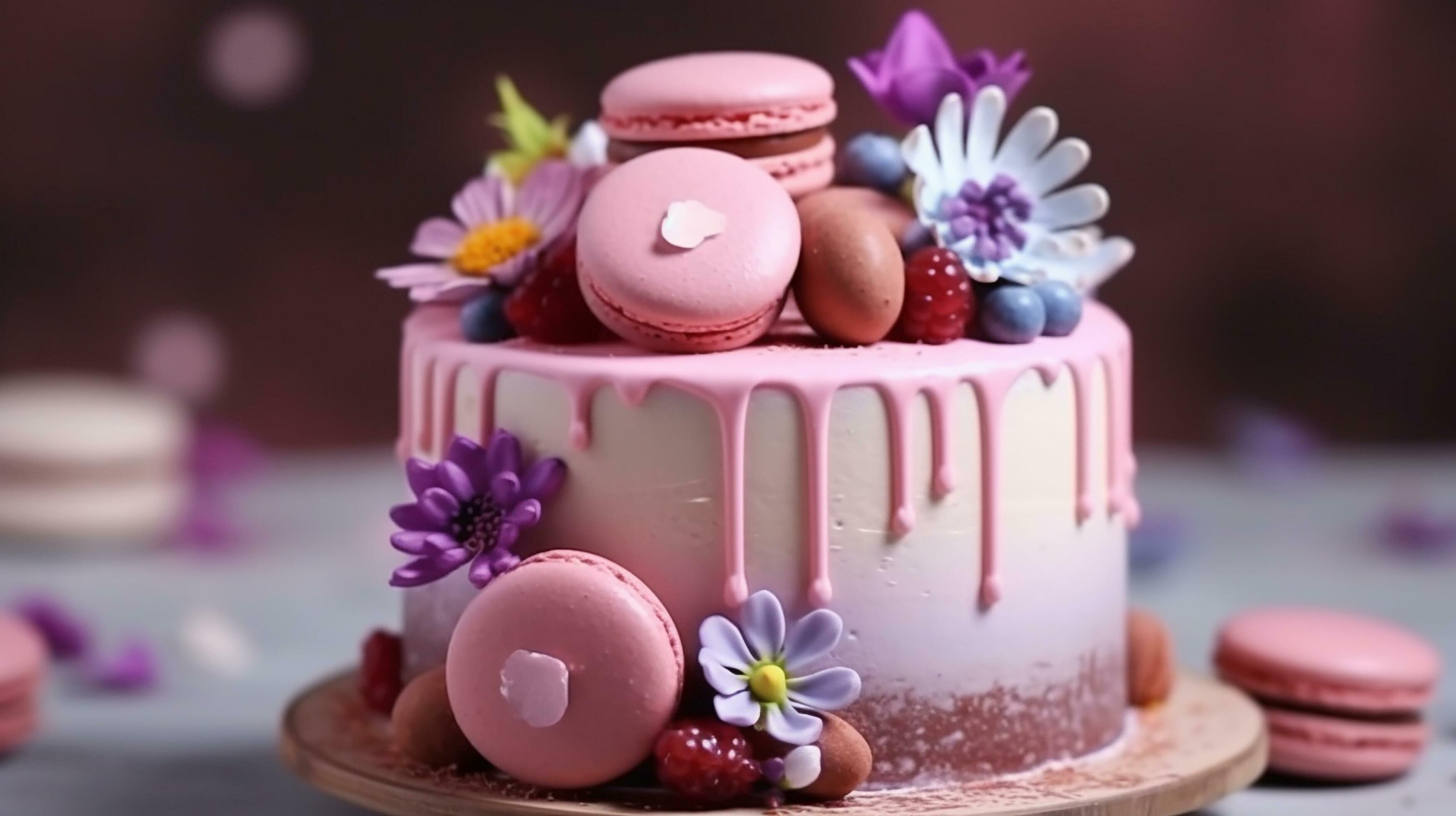 ai generado rosado cumpleaños pastel con oro velas y bengalas celebrar  35846402 Foto de stock en Vecteezy