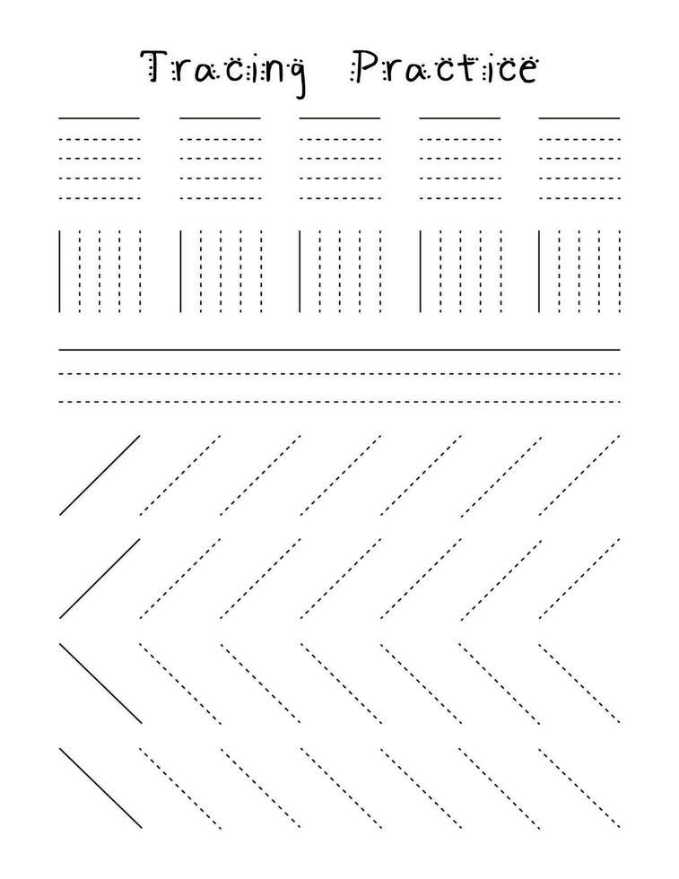 Tracing practice worksheet for toddler and preschool. Fine motor skills activity for kids. Educational game vector