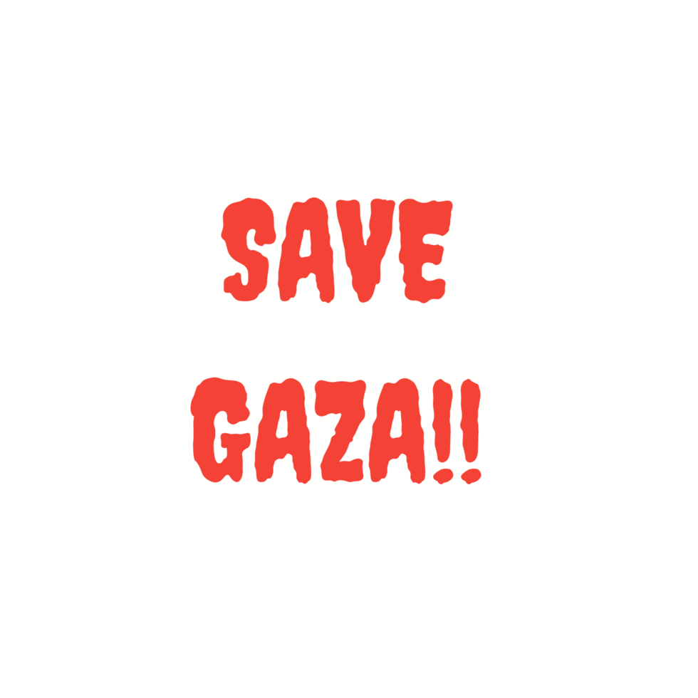 spara gaza text typografi röd design transparent png