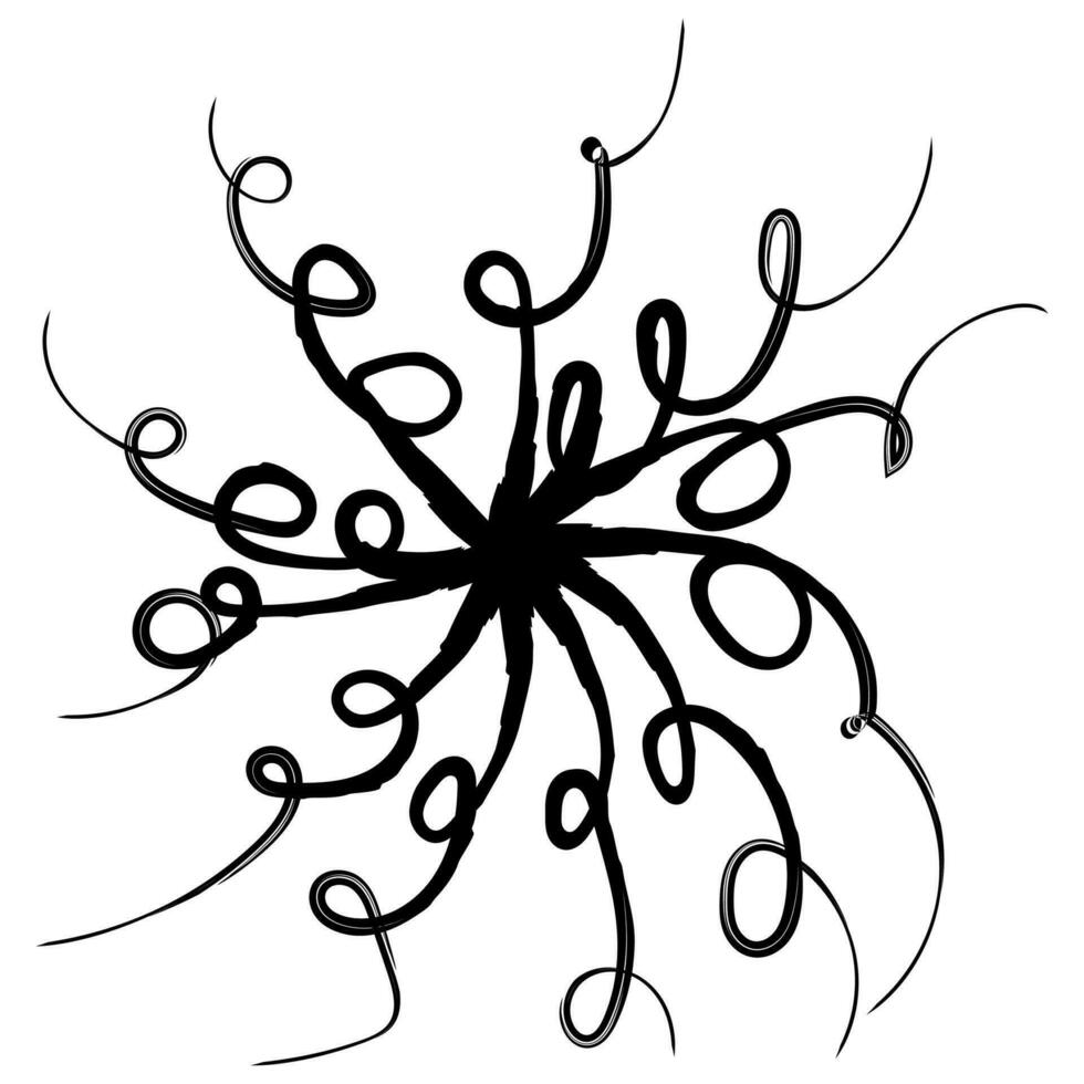Abstract silhouette of black curl in circle element for decoration vector