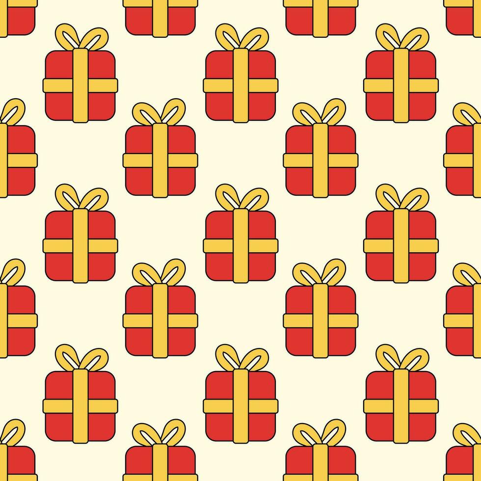 Vector seamless pattern with gift boxes. Christmas, New Year design.
