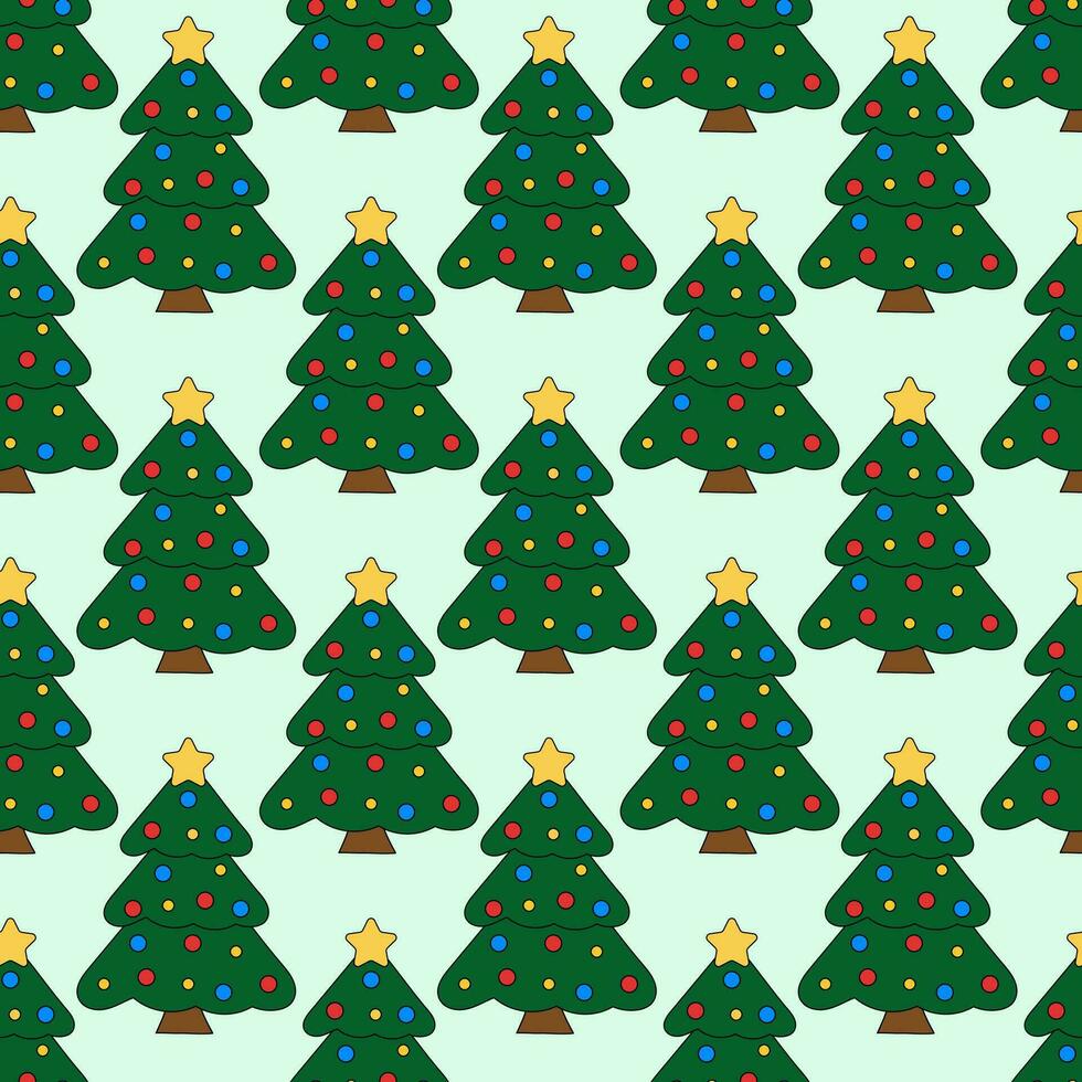 Christmas Tree Seamless Vector Pattern. Winter Christmas Print.