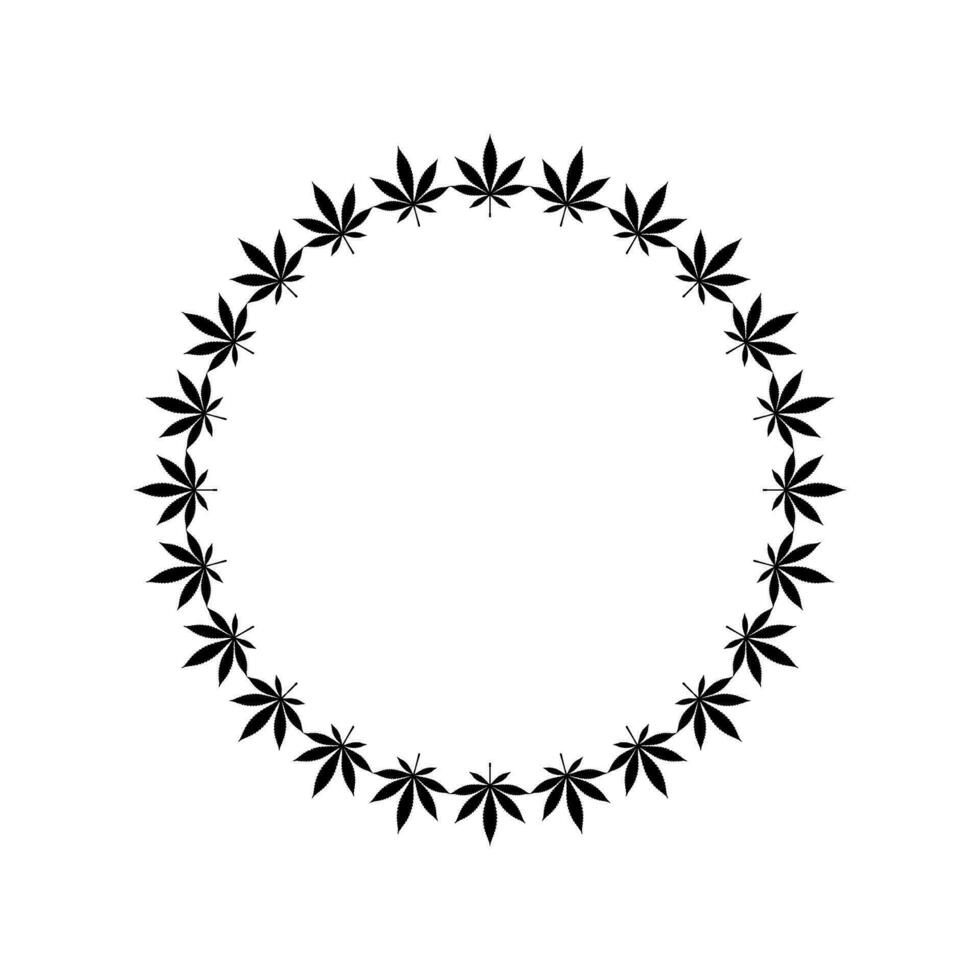 canabis planta hoja silueta circulo forma composición, lata utilizar para decoración, florido, fondo de pantalla, cubrir, Arte ilustración, textil, tela, moda, o gráfico diseño elemento. vector ilustración