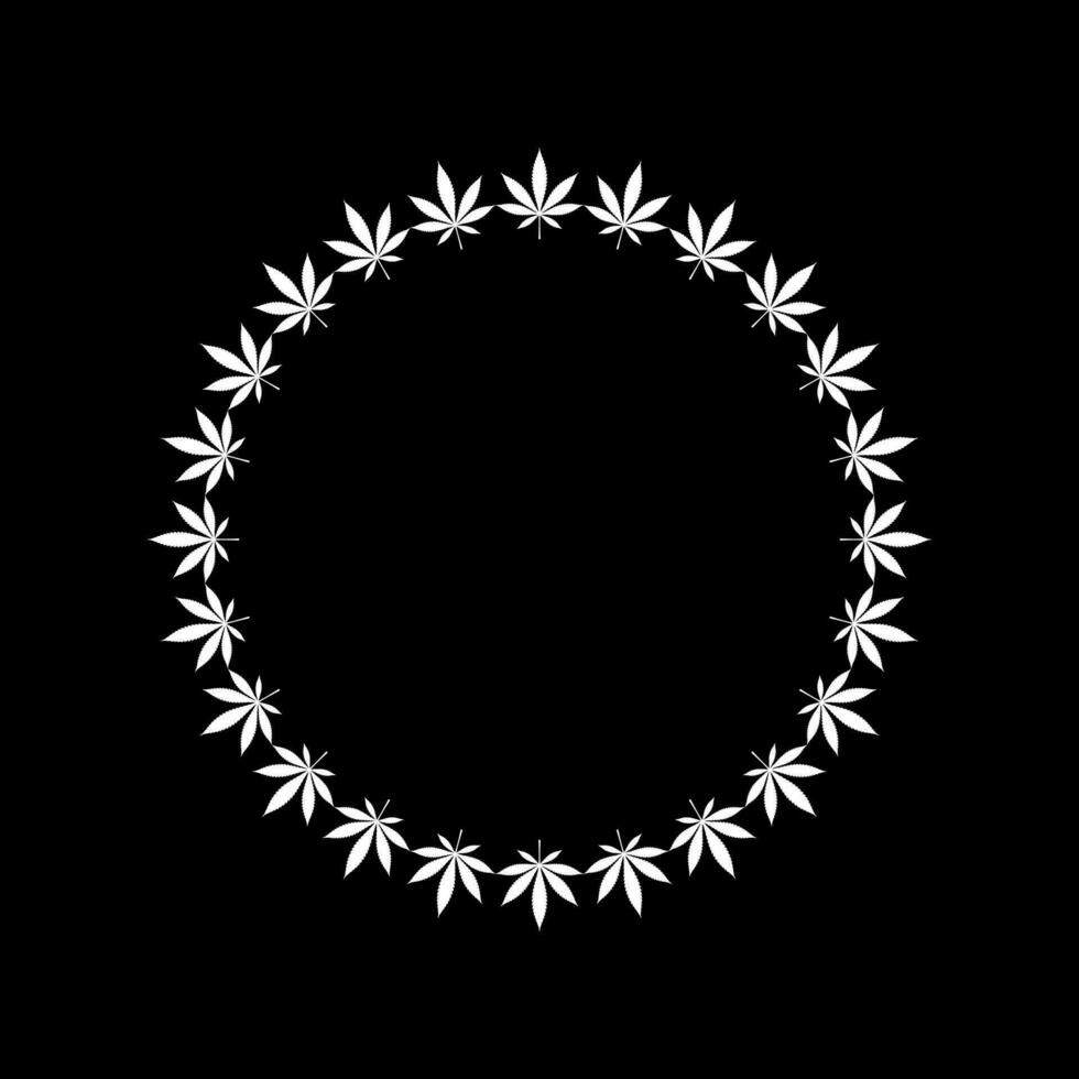 Cannabis Plant Leaf Silhouette Circle Shape Composition, can use for Decoration, Ornate, Wallpaper, Cover, Art Illustration, Textile, Fabric, Fashion, or Graphic Design Element. Vector Illustration