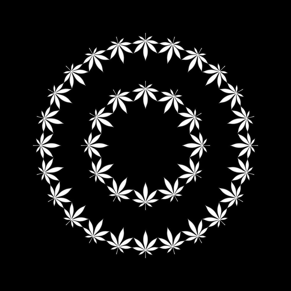 canabis planta hoja silueta circulo forma composición, lata utilizar para decoración, florido, fondo de pantalla, cubrir, Arte ilustración, textil, tela, moda, o gráfico diseño elemento. vector ilustración