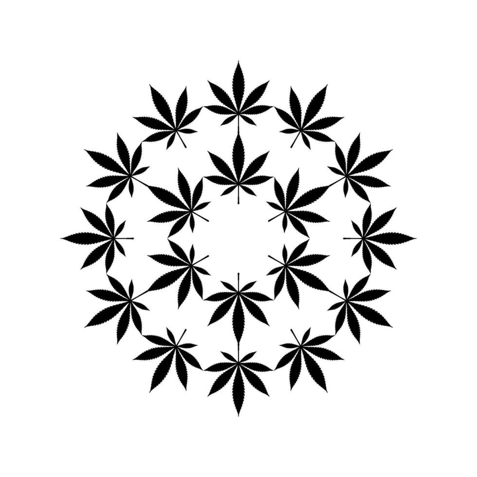 canabis planta hoja silueta circulo forma composición, lata utilizar para decoración, florido, fondo de pantalla, cubrir, Arte ilustración, textil, tela, moda, o gráfico diseño elemento. vector ilustración