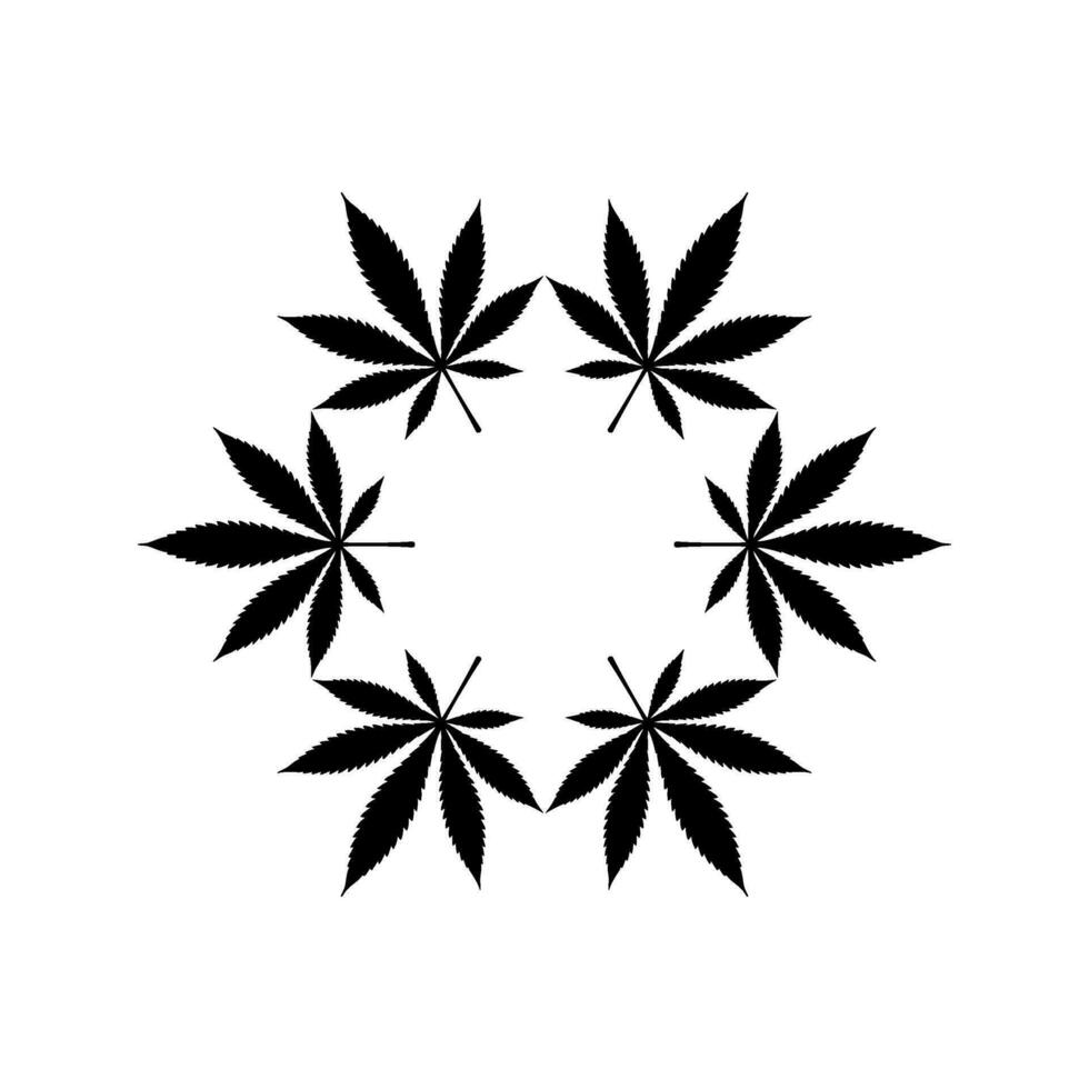 Cannabis Leaf Silhouette Composition, can use for Decoration, Ornate, Wallpaper, Cover, Art Illustration, Textile, Fabric, Fashion, or Graphic Design Element. Vector Illustration