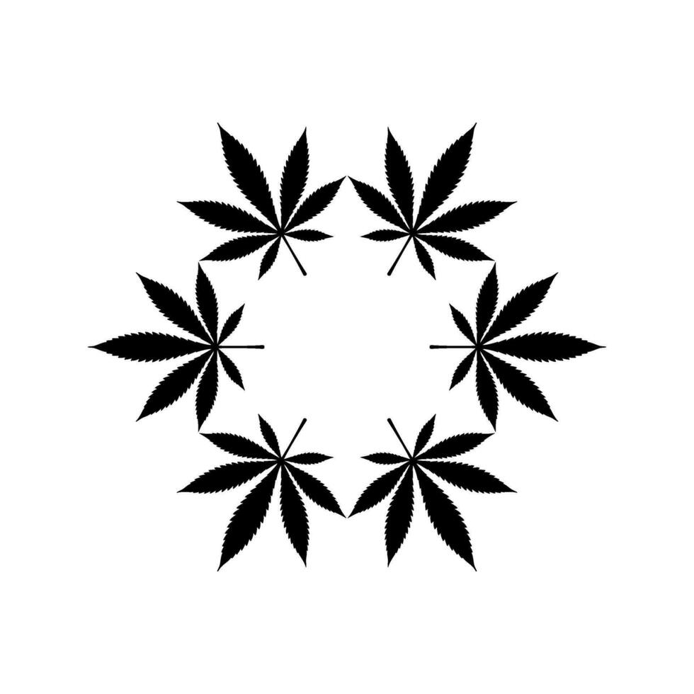 Cannabis Leaf Silhouette Composition, can use for Decoration, Ornate, Wallpaper, Cover, Art Illustration, Textile, Fabric, Fashion, or Graphic Design Element. Vector Illustration