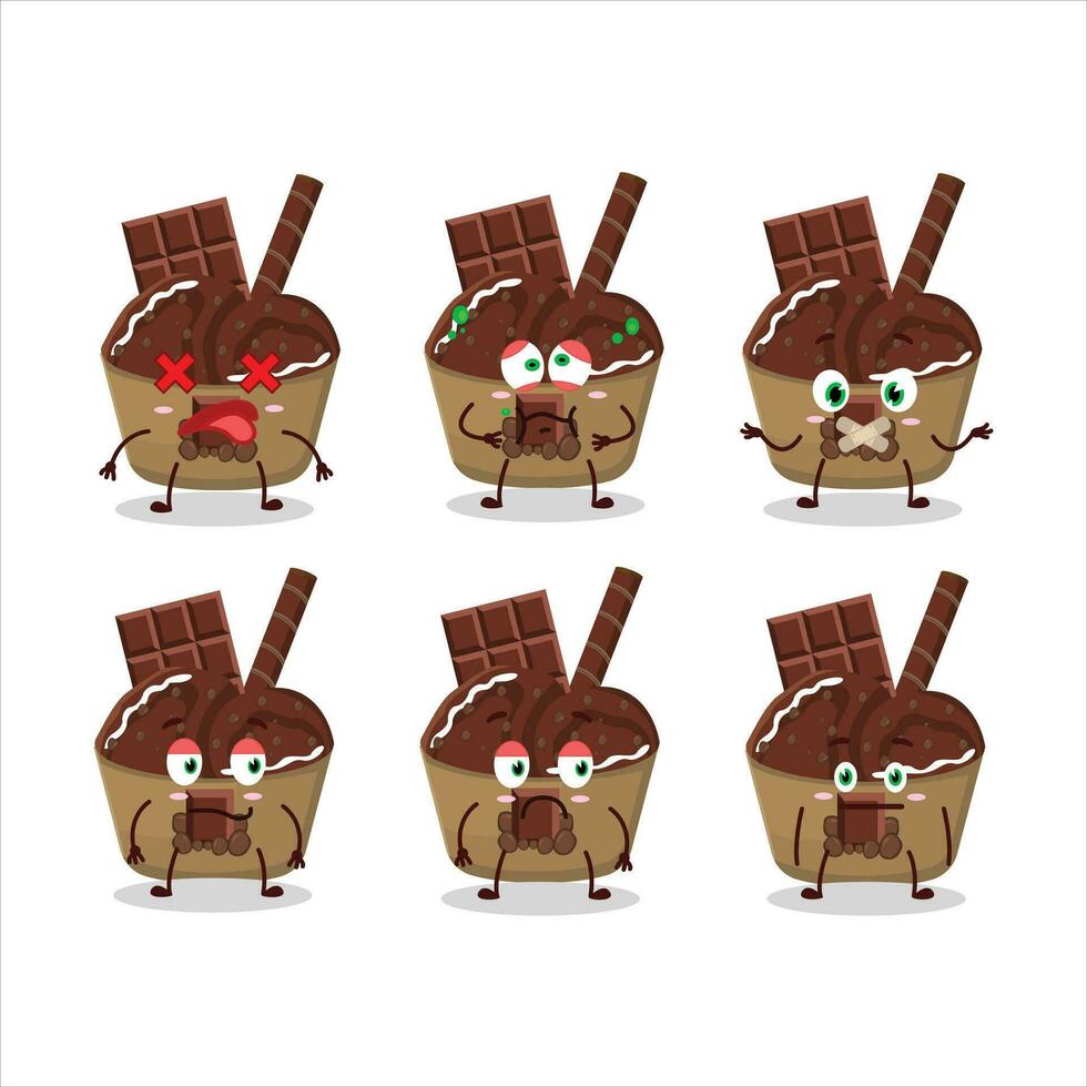 Ice cream chocolate cup cartoon character with nope expression vector