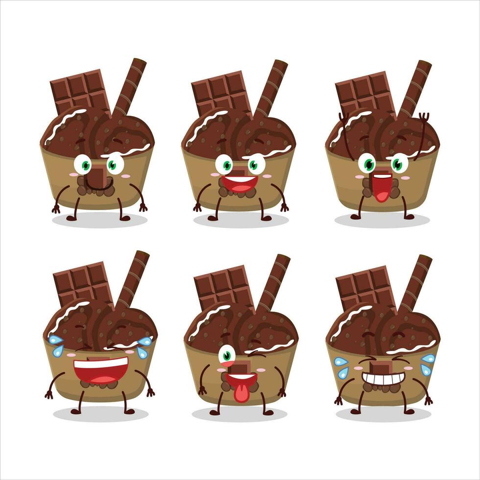 dibujos animados personaje de hielo crema chocolate con sonrisa expresión vector