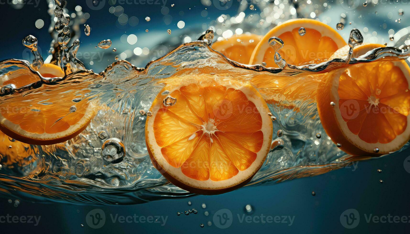 orange slice in water AI generated photo