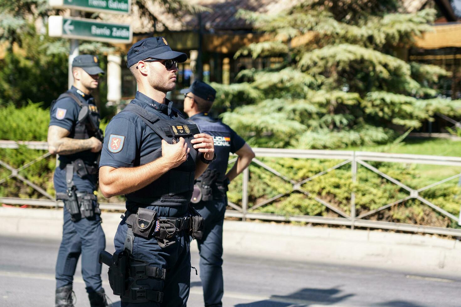 granada, Andalucía, España. octubre 5to, 2023. Español nacional policía, guardando el seguridad de el europeo cumbre en granada. foto