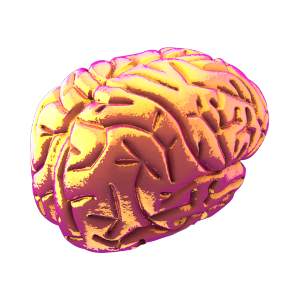 Human Brain Gold Cognitive Training AI Generative png