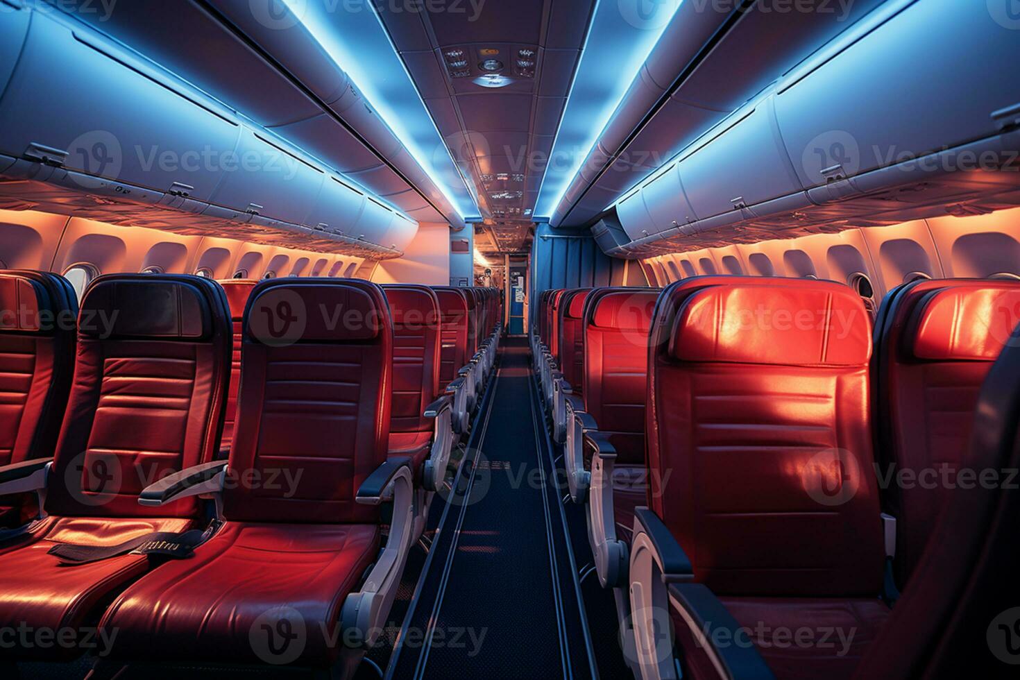 Inside view of a modern commercial airlines AI Generative photo