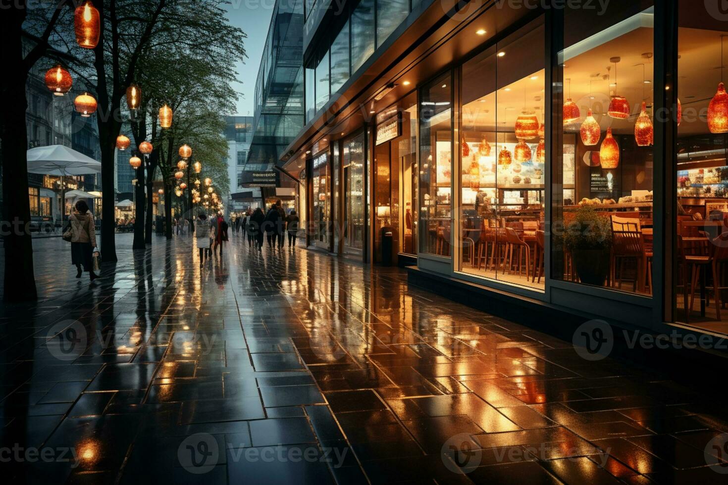 compradores caminando en el callejón de compras boutique ai generado foto