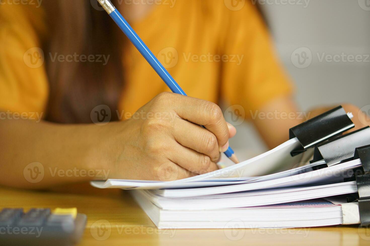 Asian women bring home work photo