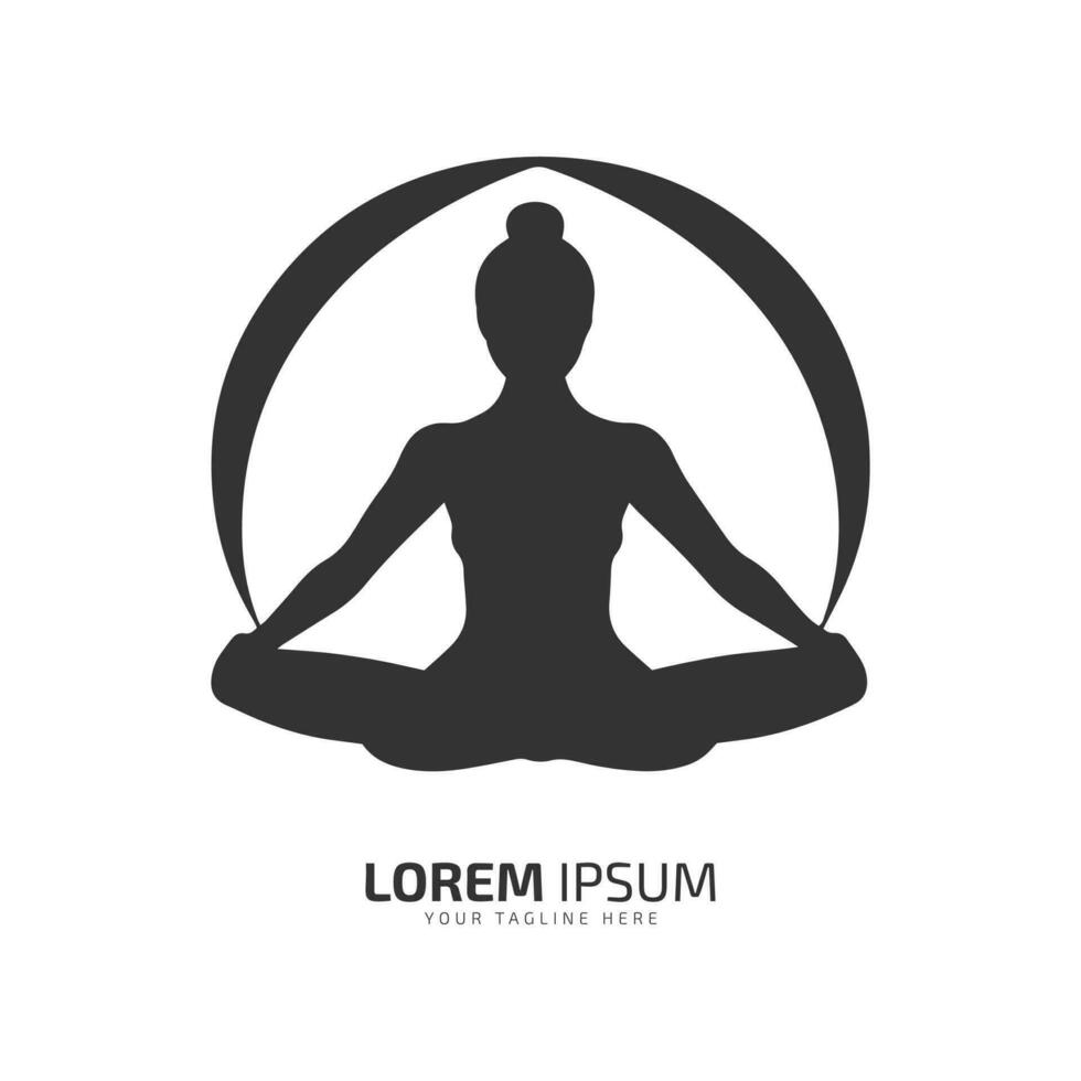 mínimo y resumen logo de yoga icono niña ejercicio vector meditación silueta aislado diseño