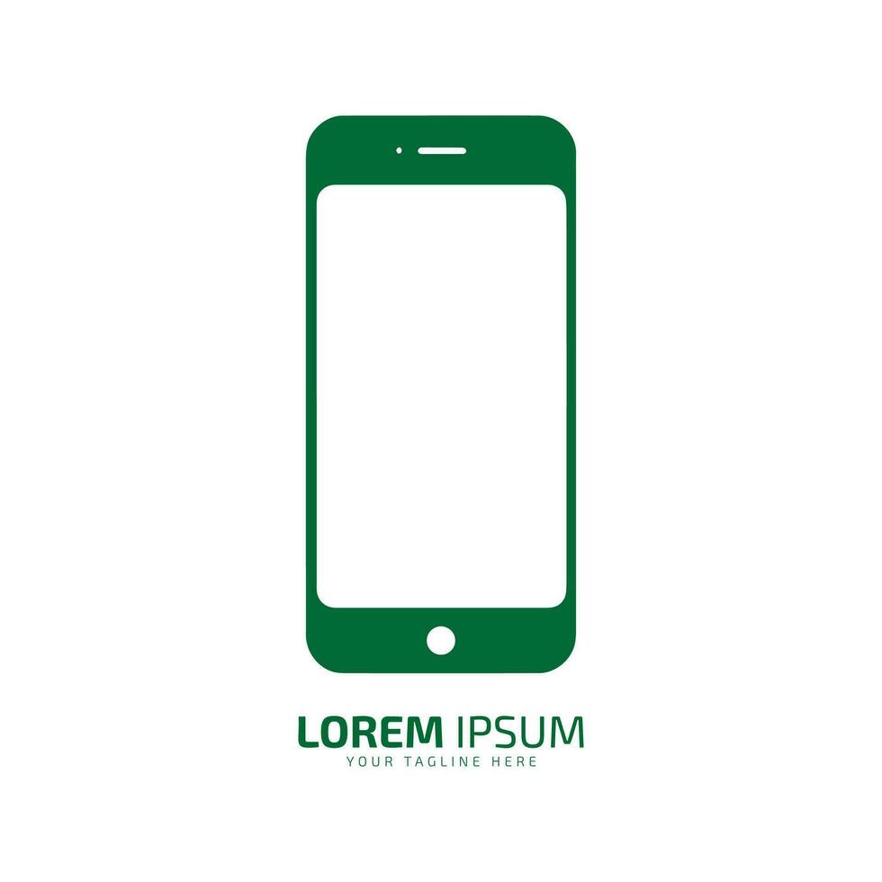 Minimal and abstract logo of phone icon mobile vector smart phone silhouette isolated green phone