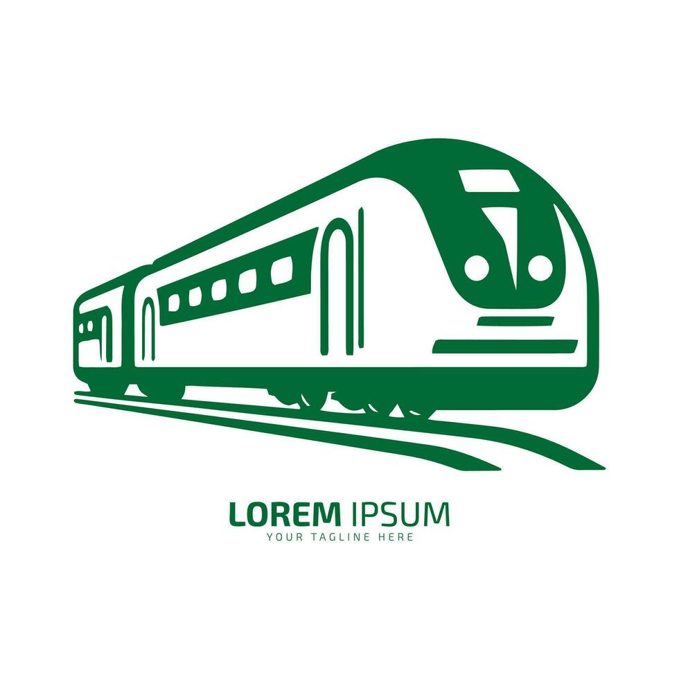Minimal and abstract logo of train icon tram vector metro silhouette isolated design green train