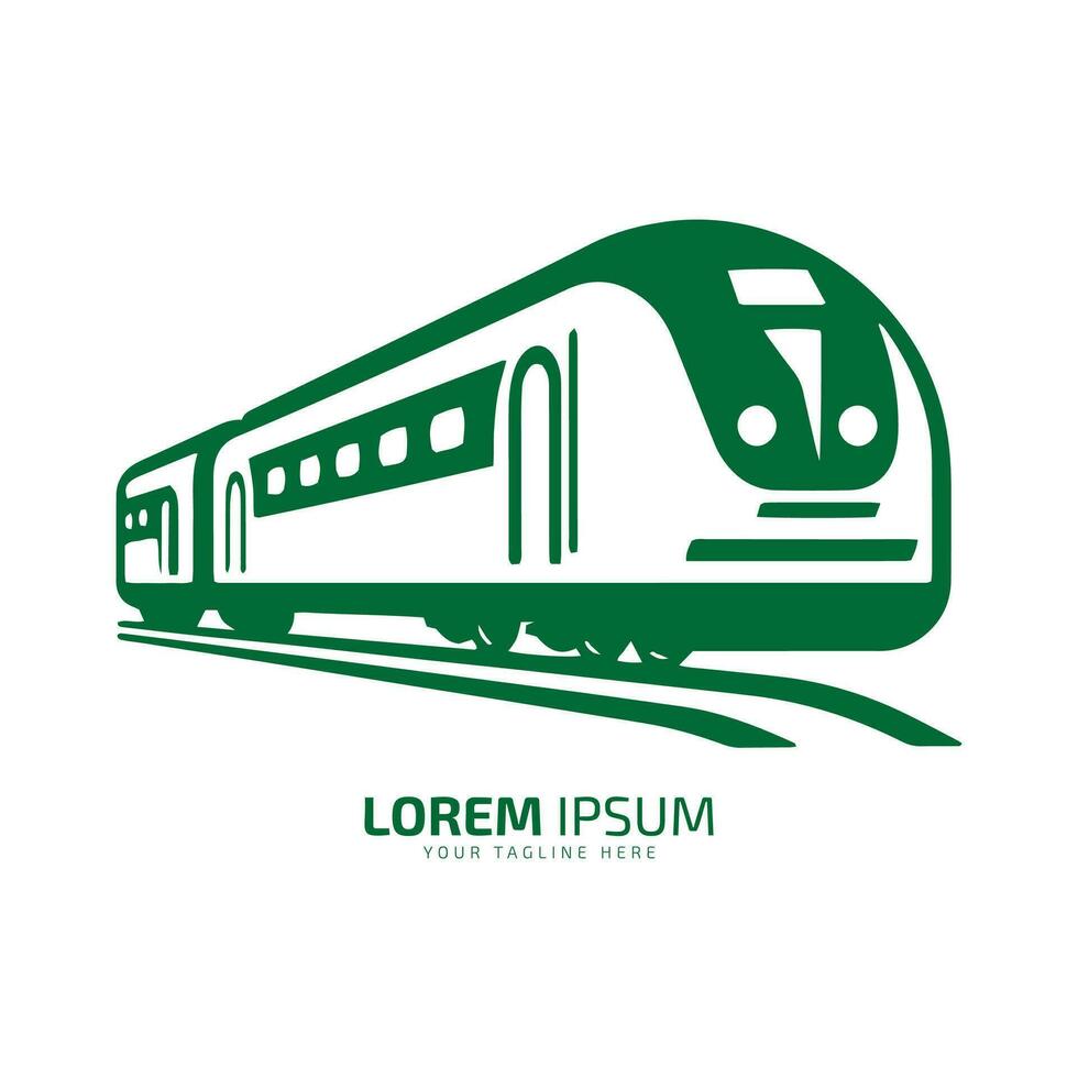 mínimo y resumen logo de tren icono tranvía vector metro silueta aislado diseño verde tren