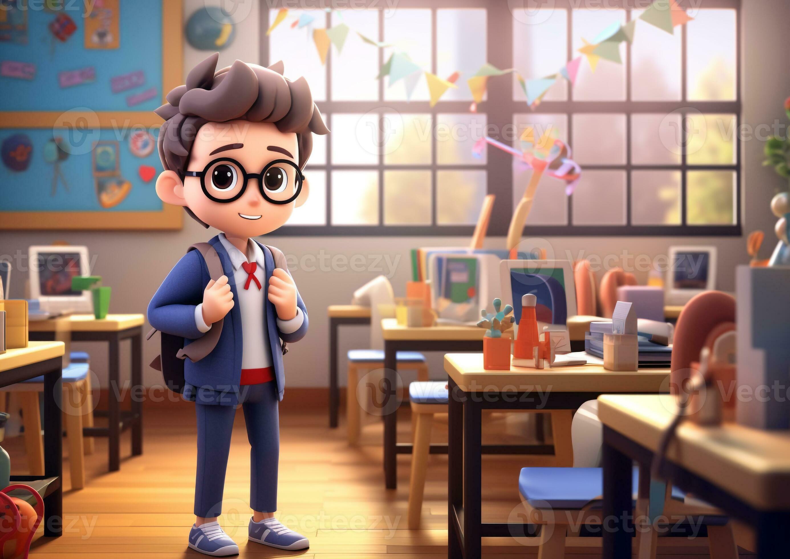 A cute student in class room, world students day images, AI Generative