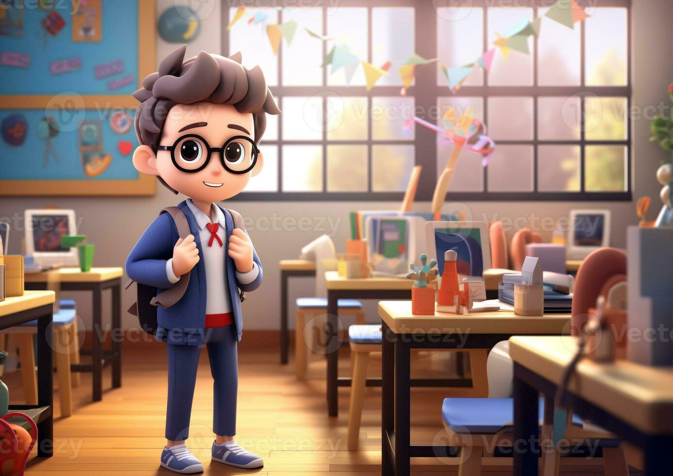 A cute student in class room, world students day images, AI Generative photo
