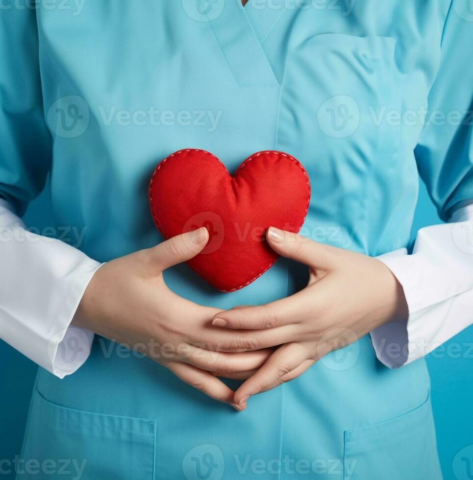 Heart and stethoscope on a blue background setof, medical stock images, AI Generative photo