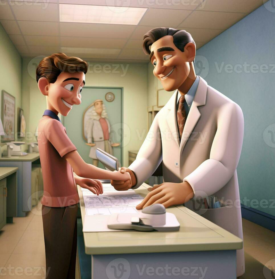 A doctor and a patient shaking hands, medical stock images, AI Generative photo