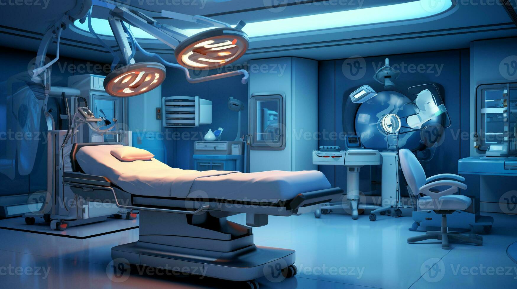 A hospital with an operating table and some equipment, medical stock images, AI Generative photo