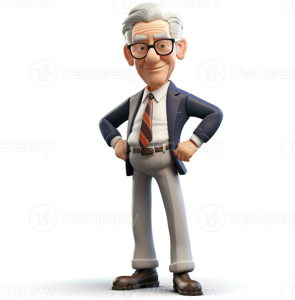 Cartoon character of a businessman senior boss, boss day images, AI Generative photo