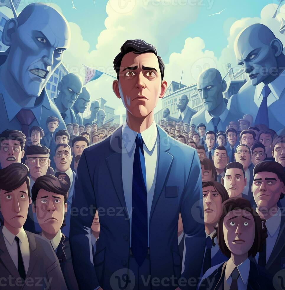 The man in the suit is standing with men in suits, boss day images, AI Generative photo